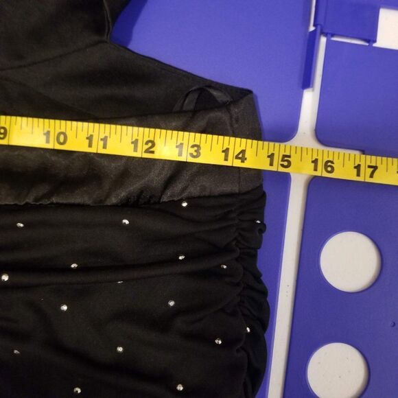 Small Morgan & Co Black Criss Cross Bodycon with studs - Picture 8 of 8